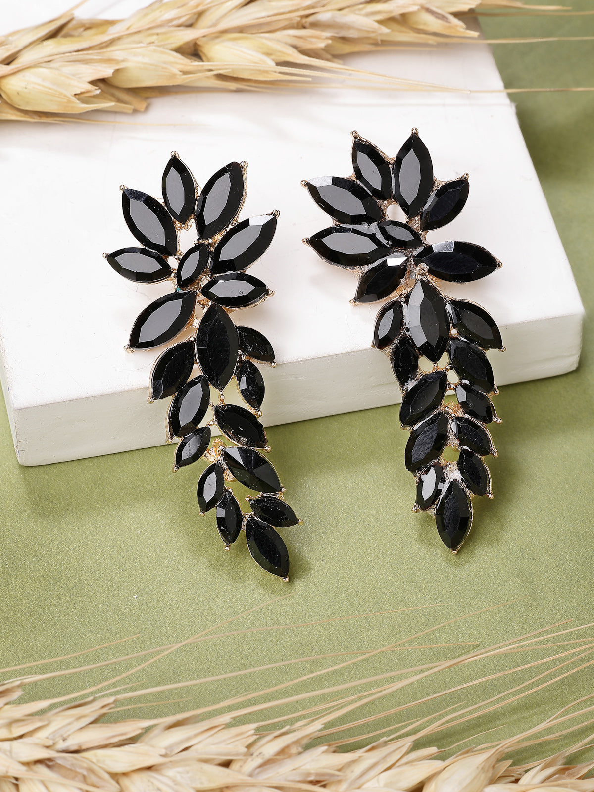 Scintillare By Sukkhi Golden Crystal Shimmering Black Drop Dangler Long Earrings for Women & Girls|Pair of 1|Gifts for Wife Girlfriend Mother Sister|E107222