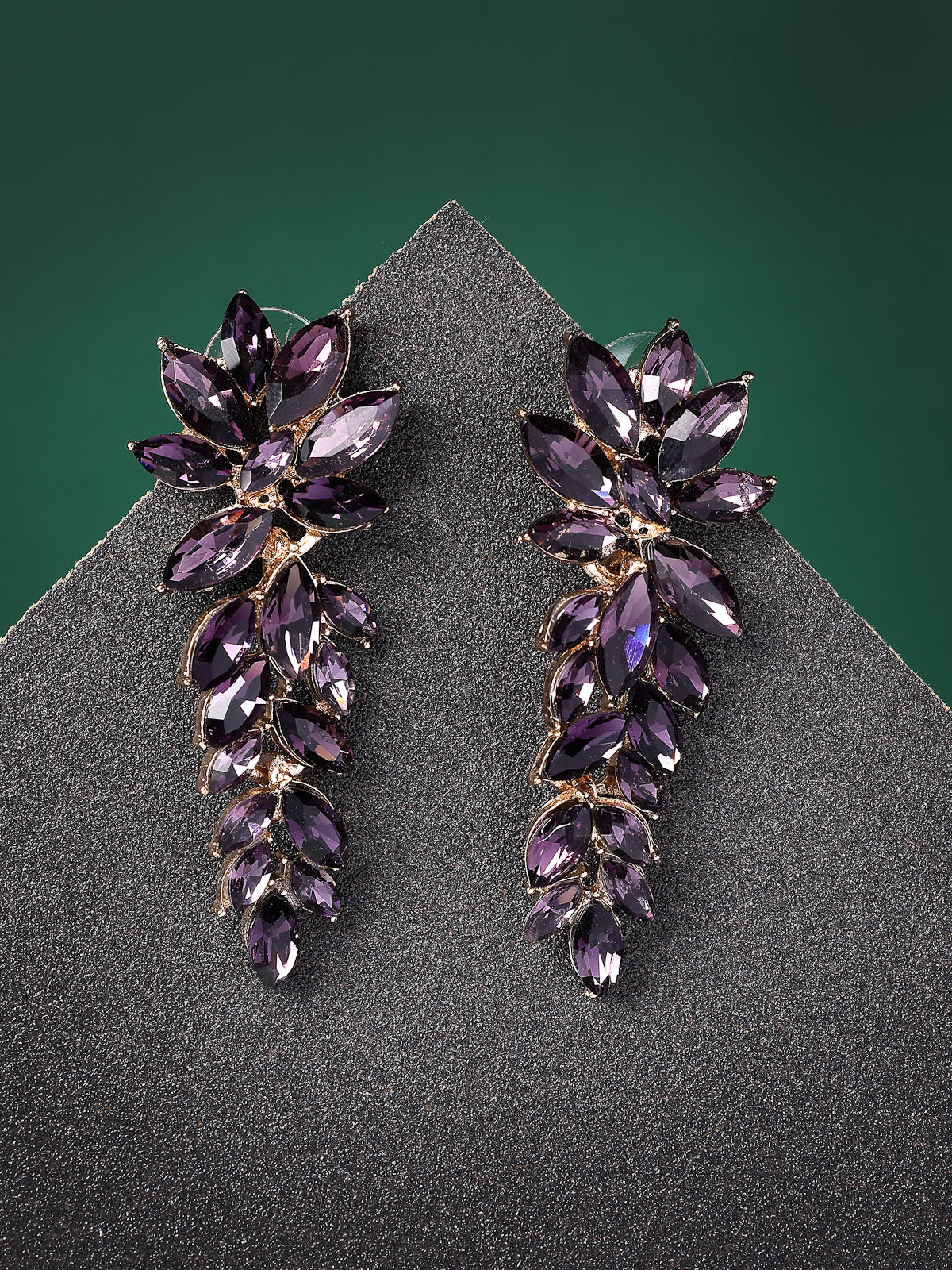 Scintillare By Sukkhi Golden Crystal Shimmering Purple Drop Dangler Long Earrings for Women & Girls|Pair of 1|Gifts for Wife Girlfriend Mother Sister|E107224