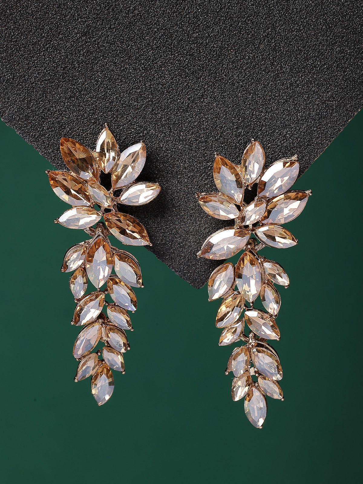 Scintillare By Sukkhi Golden Crystal Shimmering Champagne Drop Dangler Long Earrings for Women & Girls|Pair of 1|Gifts for Wife Girlfriend Mother Sister|E107225