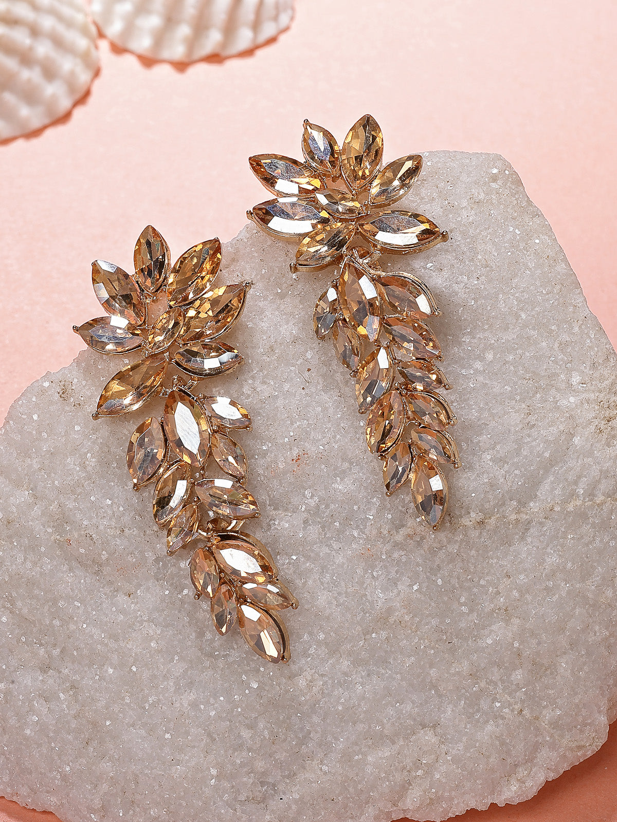 Scintillare By Sukkhi Golden Crystal Shimmering Champagne Drop Dangler Long Earrings for Women & Girls|Pair of 1|Gifts for Wife Girlfriend Mother Sister|E107225