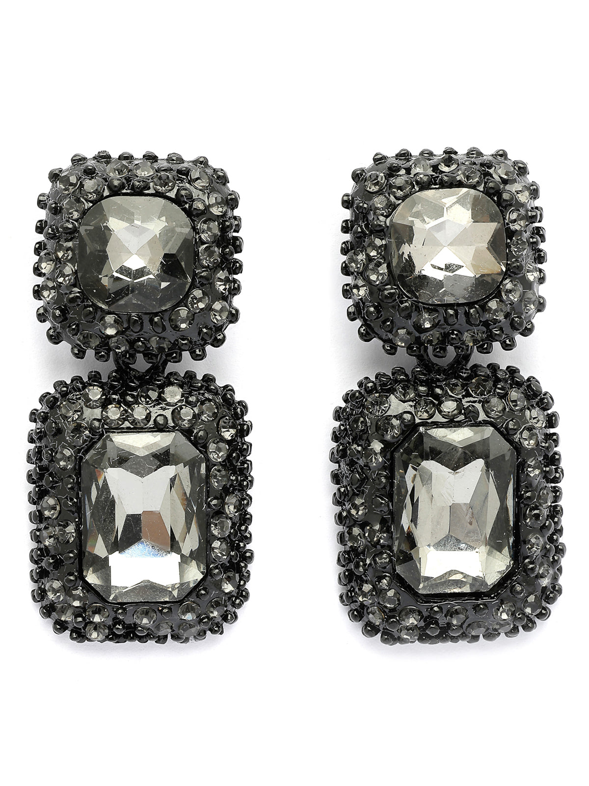Scintillare By Sukkhi Glittering Square Shaped Crystal Studded Black Drop Dangle Earring for Women & Girls|Pair of 1|Jewellery Gifts for Wife Girlfriend Mother Sister|E107226