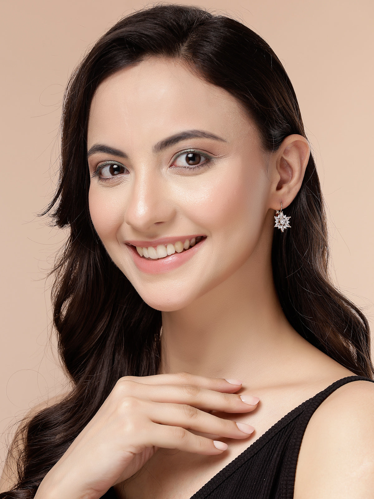 Scintillare By Sukkhi Latest Fashionable Marquise Swiss Crystal Stone Studded Gold Plated Drop Earrings for Women & Girls|Pair of 1|Jewellery Gifts for Wife Girlfriend Mother Sister|E107236