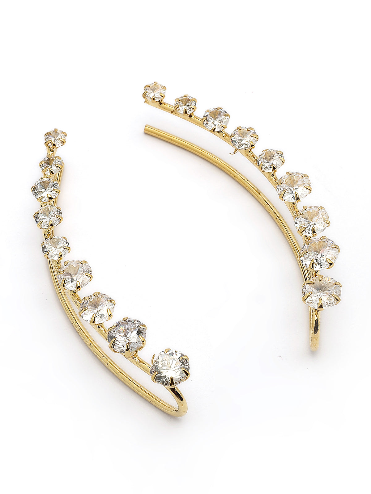 Scintillare By Sukkhi Delicate Gold Plated American Diamond Studded Contemporary Embellished Light Weighted Ear Cuff with Clip on Closure Earring for Women & Girls|E107240