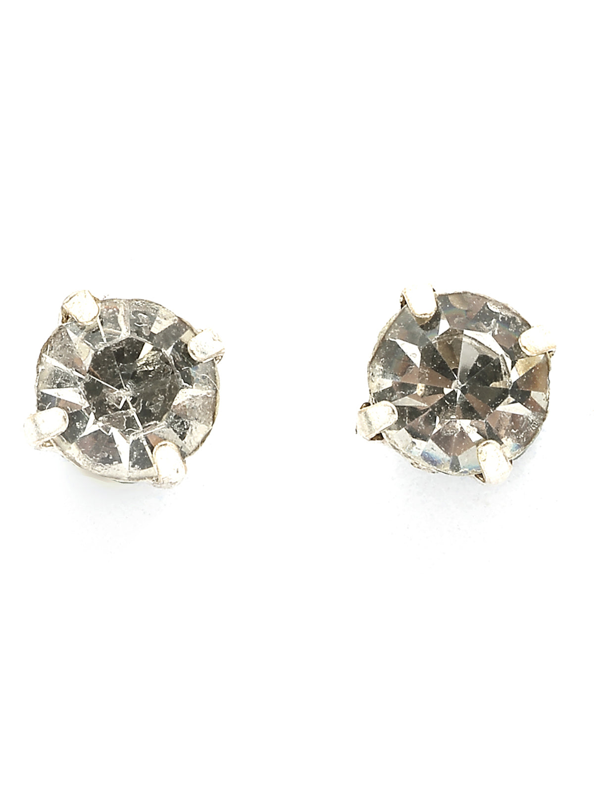 Scintillare By Sukkhi Silver Metal 6 mm Magnetic Crystal Stones Studded Non-Pierced Earrings for Women & Girls |Jewellery for Men & Boys|E107242