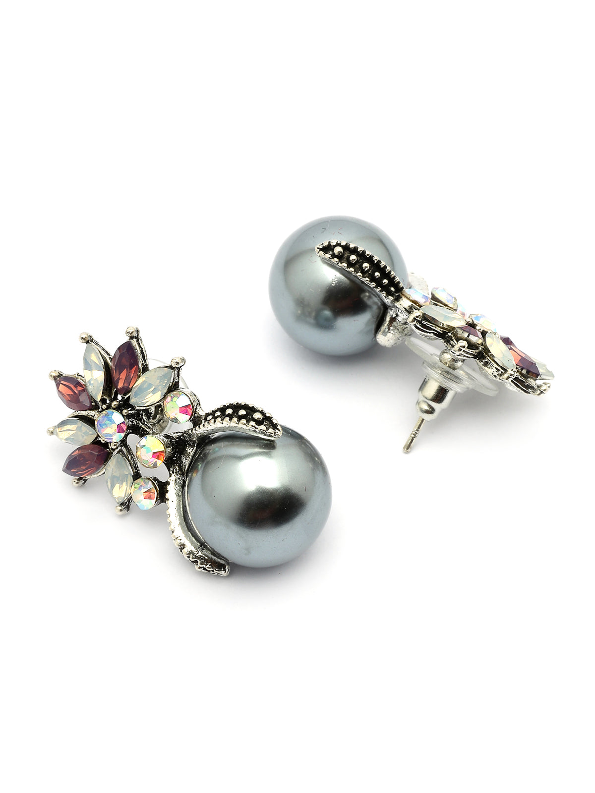Scintillare By Sukkhi Glamorous Stylish Floral Crystal Stone Studded Pearls Drop Earrings for Women & Girls|Pair of 1|Jewellery Gifts for Wife Girlfriend Mother Sister|E107243
