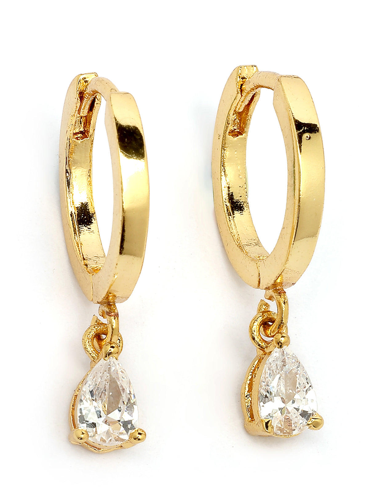 Scintillare By Sukkhi Solitaire Diamond Dangling Clip On Austrian Zirconium Drop Hoop Style Earrings for Women & Girls|Pair of 1|Jewellery Gifts for Wife Girlfriend Mother Sister|E107246