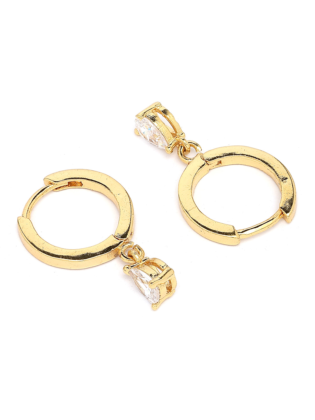 Scintillare By Sukkhi Solitaire Diamond Dangling Clip On Austrian Zirconium Drop Hoop Style Earrings for Women & Girls|Pair of 1|Jewellery Gifts for Wife Girlfriend Mother Sister|E107246