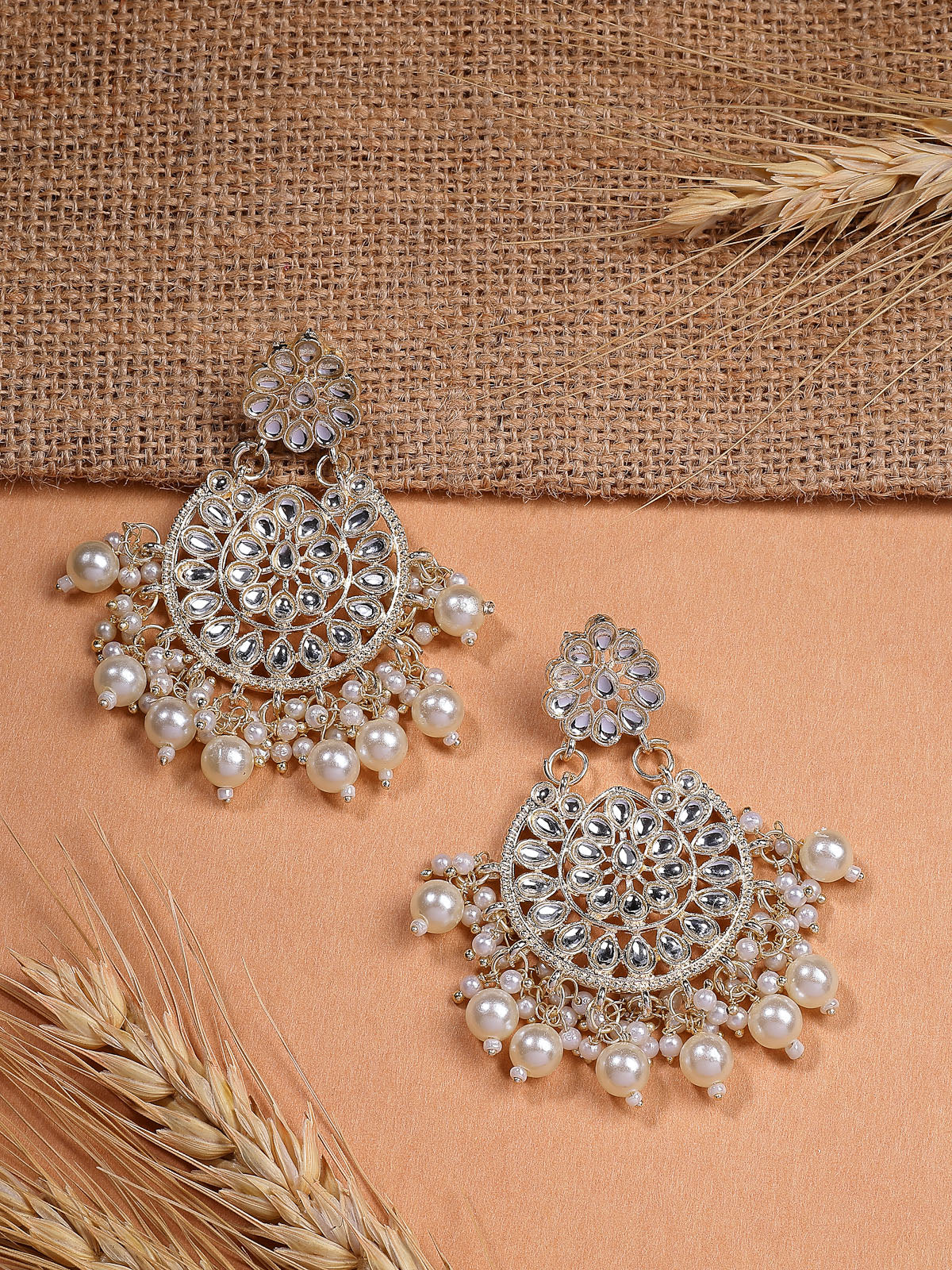 Sukkhi Traditional Affordable Gold Tone Plated with Kundan & Pearls Studded Dangle Earring Jewellery for Women & Girls|E107339