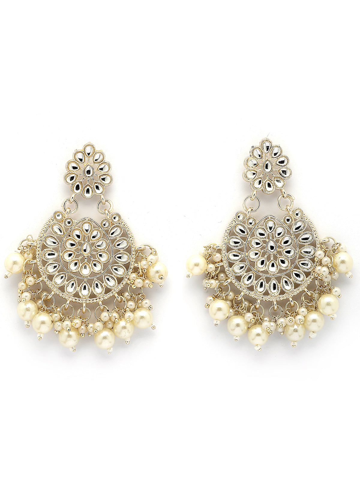 Sukkhi Traditional Affordable Gold Tone Plated with Kundan & Pearls Studded Dangle Earring Jewellery for Women & Girls|E107339