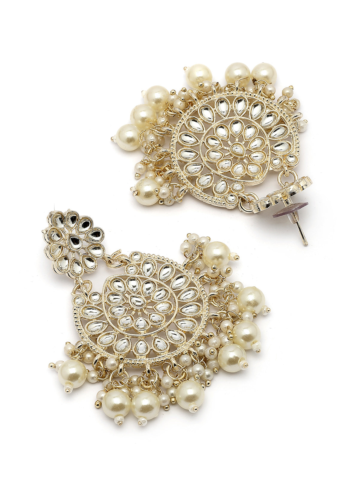 Sukkhi Traditional Affordable Gold Tone Plated with Kundan & Pearls Studded Dangle Earring Jewellery for Women & Girls|E107339