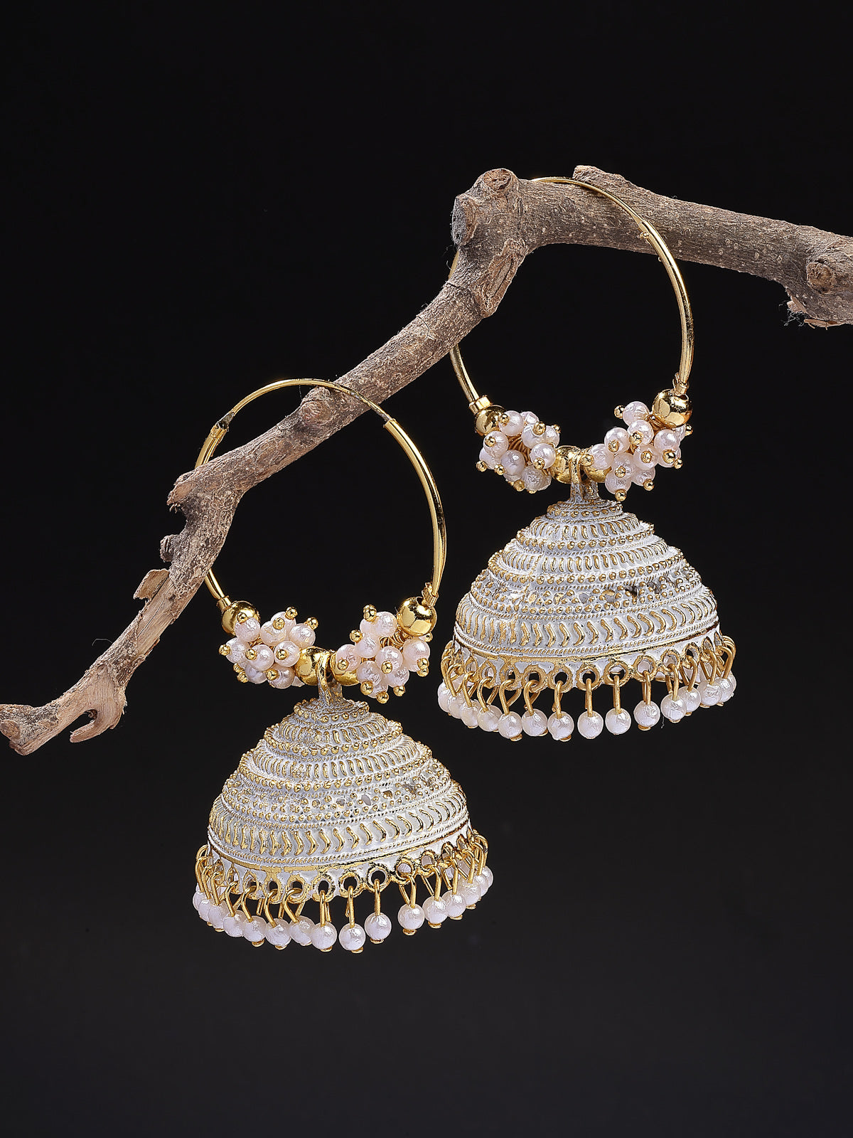 Sukkhi Festive Traditional Style Gold Plated with Beaded Hoop Jhumka/Jhumki Earring Jewellery For Women & Girls|E107340