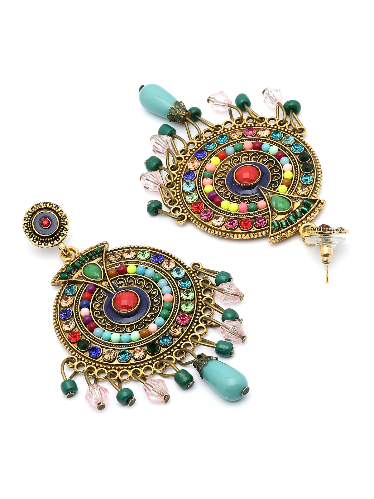 Scintillare By Sukkhi Ethnic Stylish Gold Plated Multicolor Crystal & Beads Dangle Drop Studded Earring for Women & Girls|Bohemian Jewellery 1 Pair of Earring|E107501