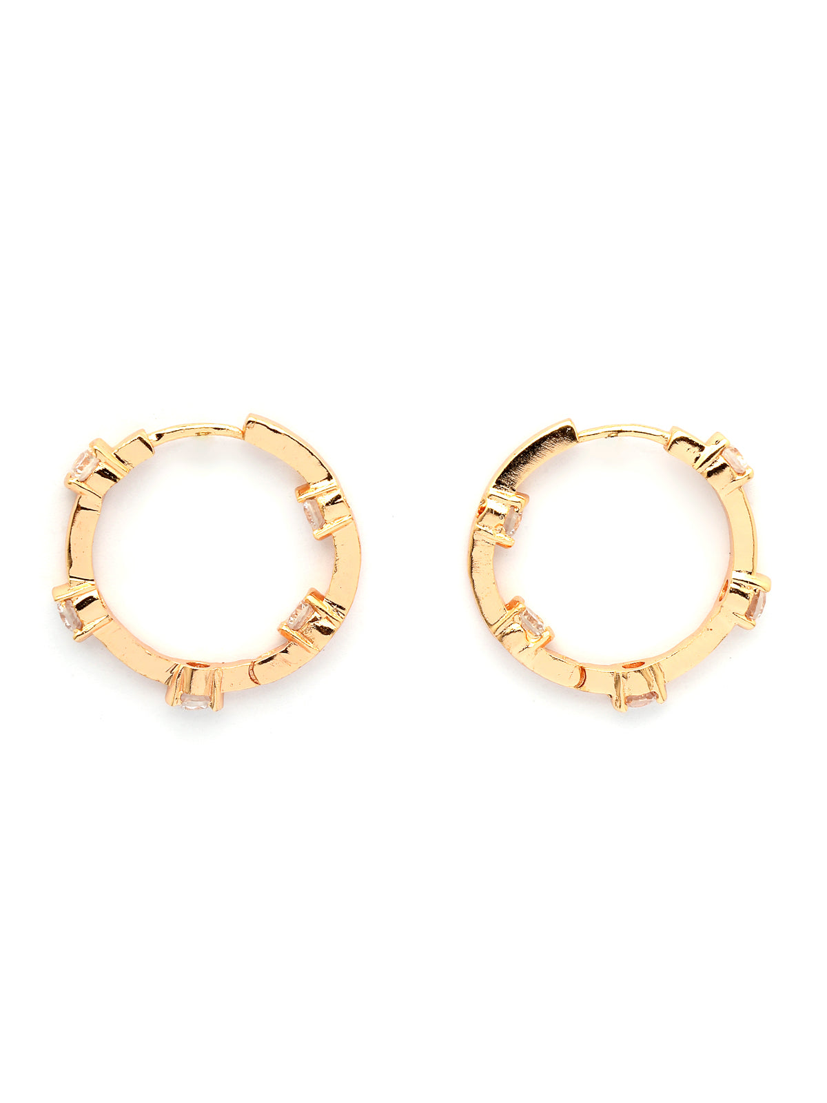 Scintillare By Sukkhi Bewitching Latest Stylish Rose Gold Plated Cubic Zirconia Hoop Earrings for Women & Girls|E107502