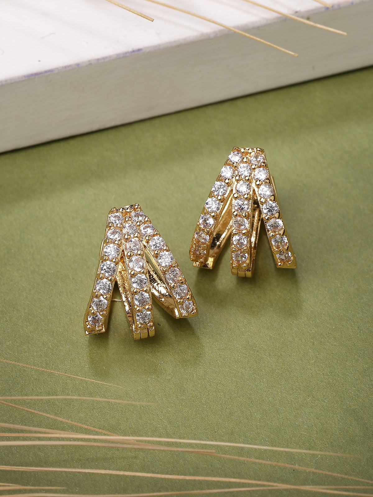 Scintillare By Sukkhi Sparkling Shine AD Stones with Gold Plated Studs Earrings for Women and Girls|E107503