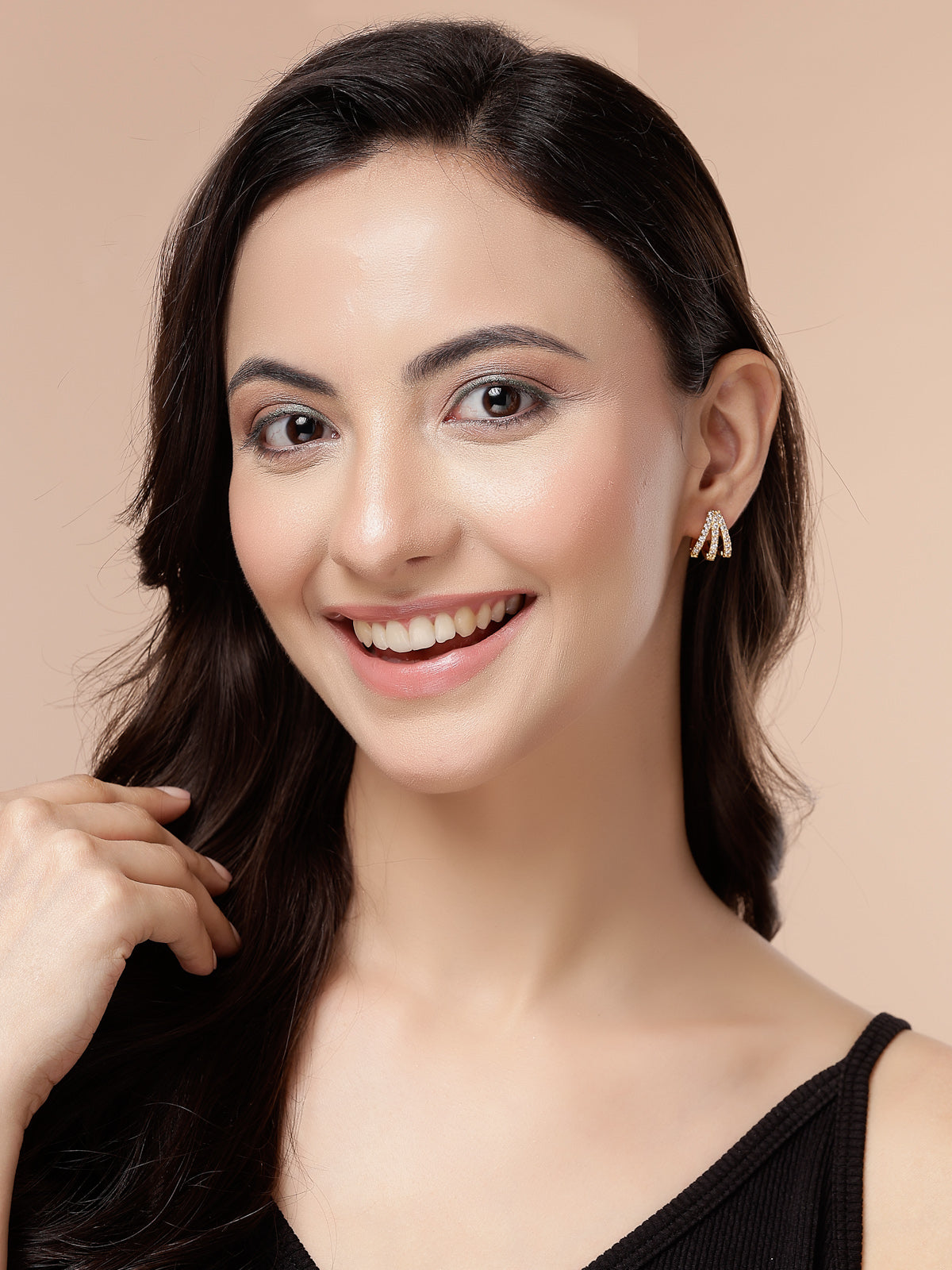 Scintillare By Sukkhi Sparkling Shine AD Stones with Gold Plated Studs Earrings for Women and Girls|E107503