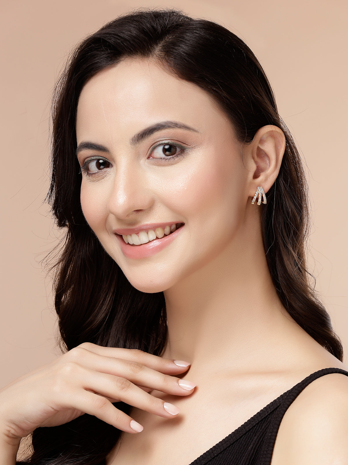 Scintillare By Sukkhi Sparkling Shine AD Stones with Gold Plated Studs Earrings for Women and Girls|E107503