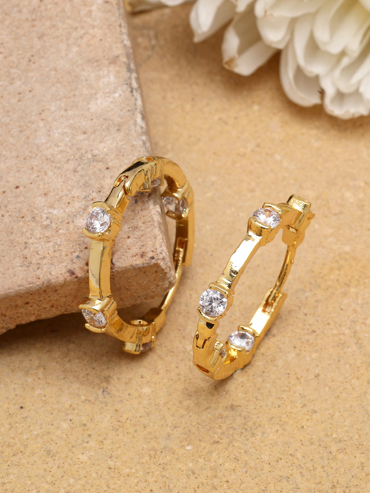 Scintillare By Sukkhi Bewitching Latest Stylish Gold Plated Cubic Zirconia Hoop Earrings for Women & Girls|E107504