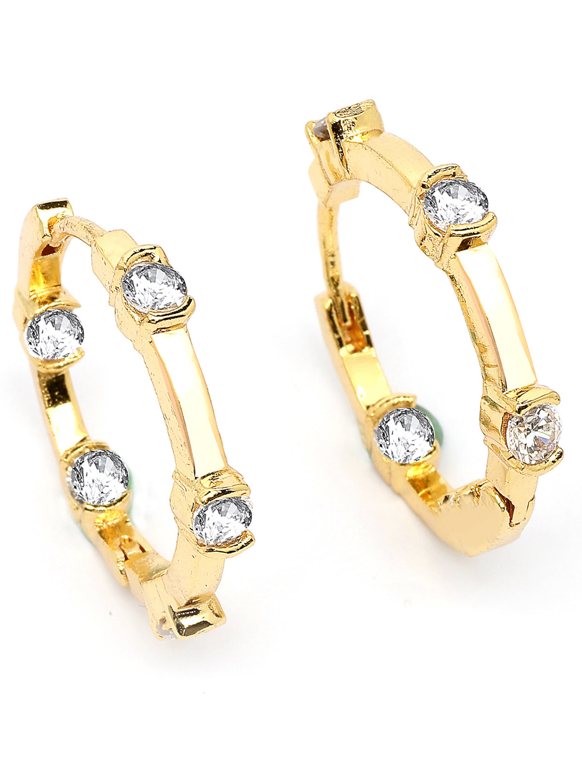 Scintillare By Sukkhi Bewitching Latest Stylish Gold Plated Cubic Zirconia Hoop Earrings for Women & Girls|E107504