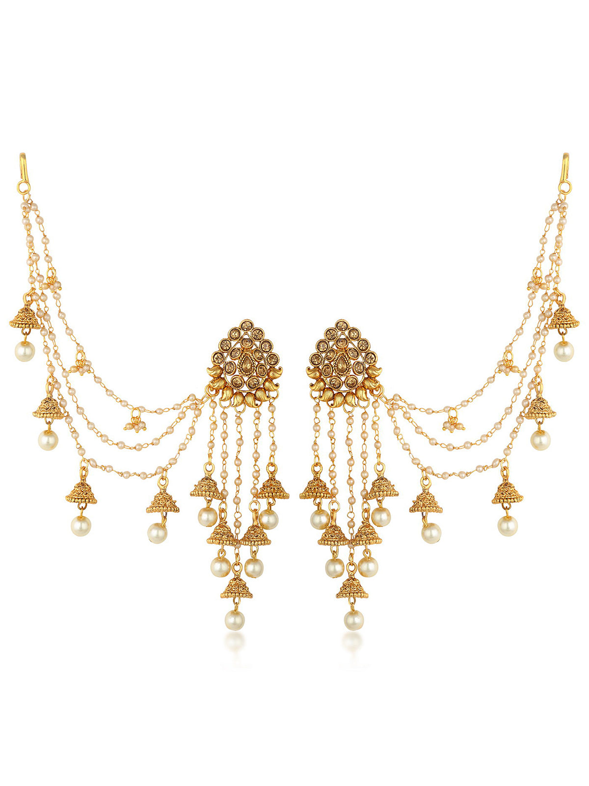 Sukkhi Traditional Gold Plated Bahubali Inspired Long Chain Jhumki Earrings For Women E73490