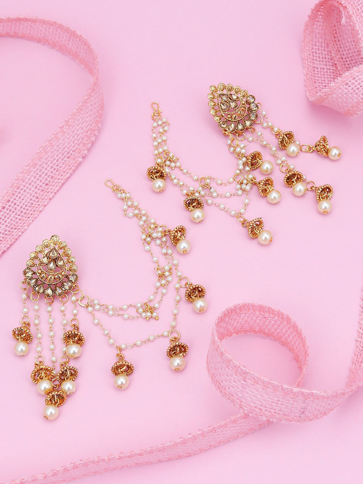 Sukkhi Incredible Gold Plated Bahubali Inspired Long Chain Jhumki Earrings For Women E73492