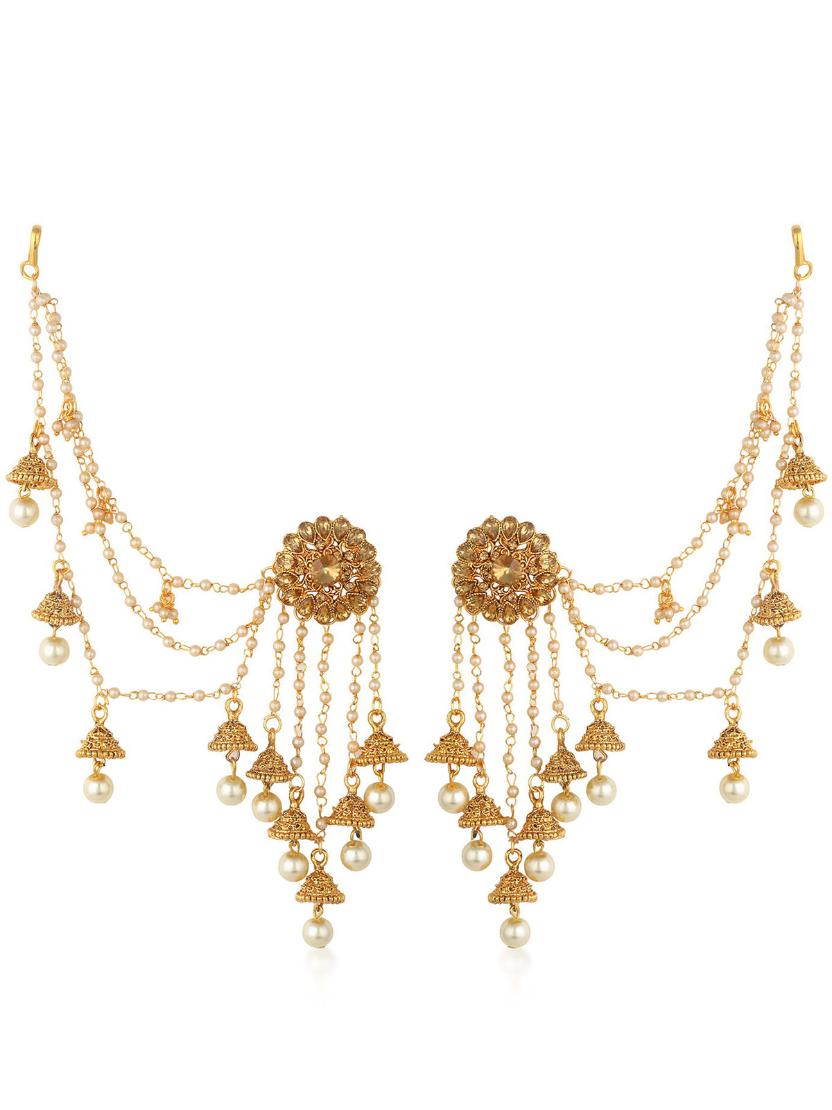 Sukkhi Glorious Gold Plated Bahubali Inspired Long Chain Jhumki Earrings For Women E73494