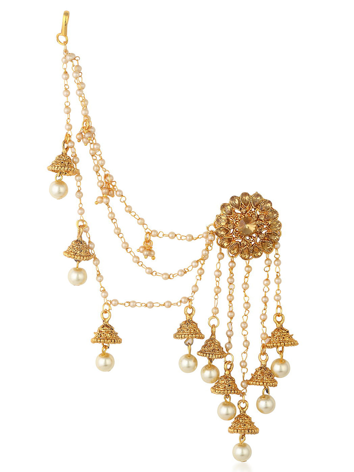 Sukkhi Glorious Gold Plated Bahubali Inspired Long Chain Jhumki Earrings For Women E73494