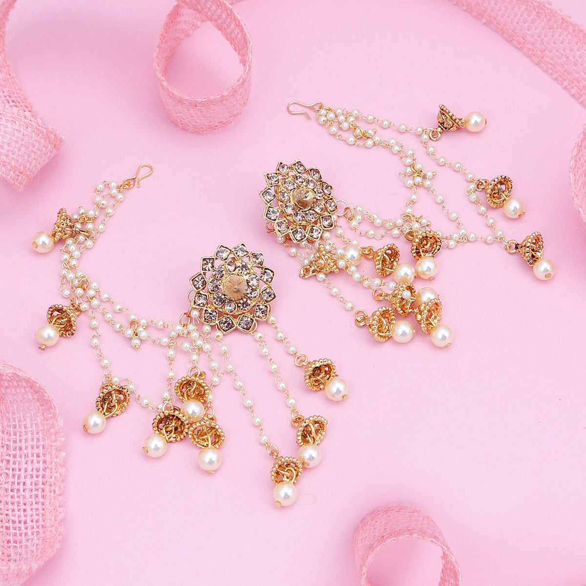 Sukkhi Attractive Gold Plated Bahubali Inspired Long Chain Jhumki Earrings For Women E73496