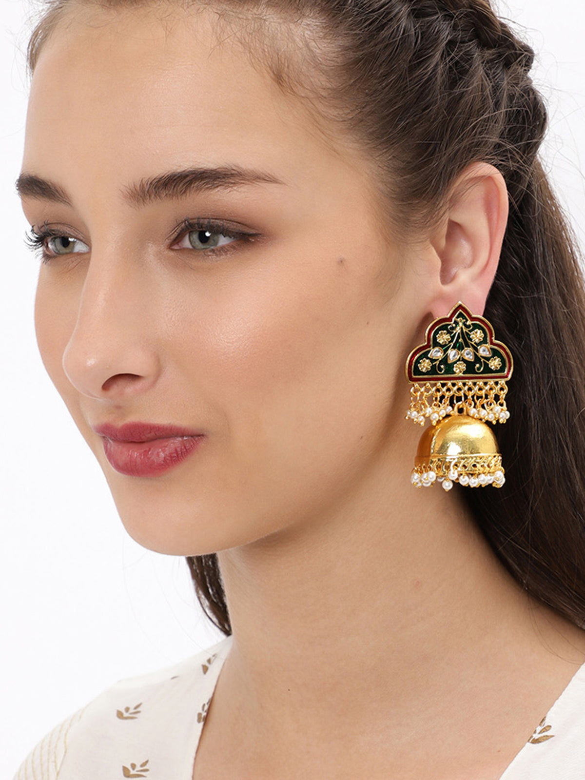 Sukkhi Sober Gold Plated Meenakari Earring for Women E78498