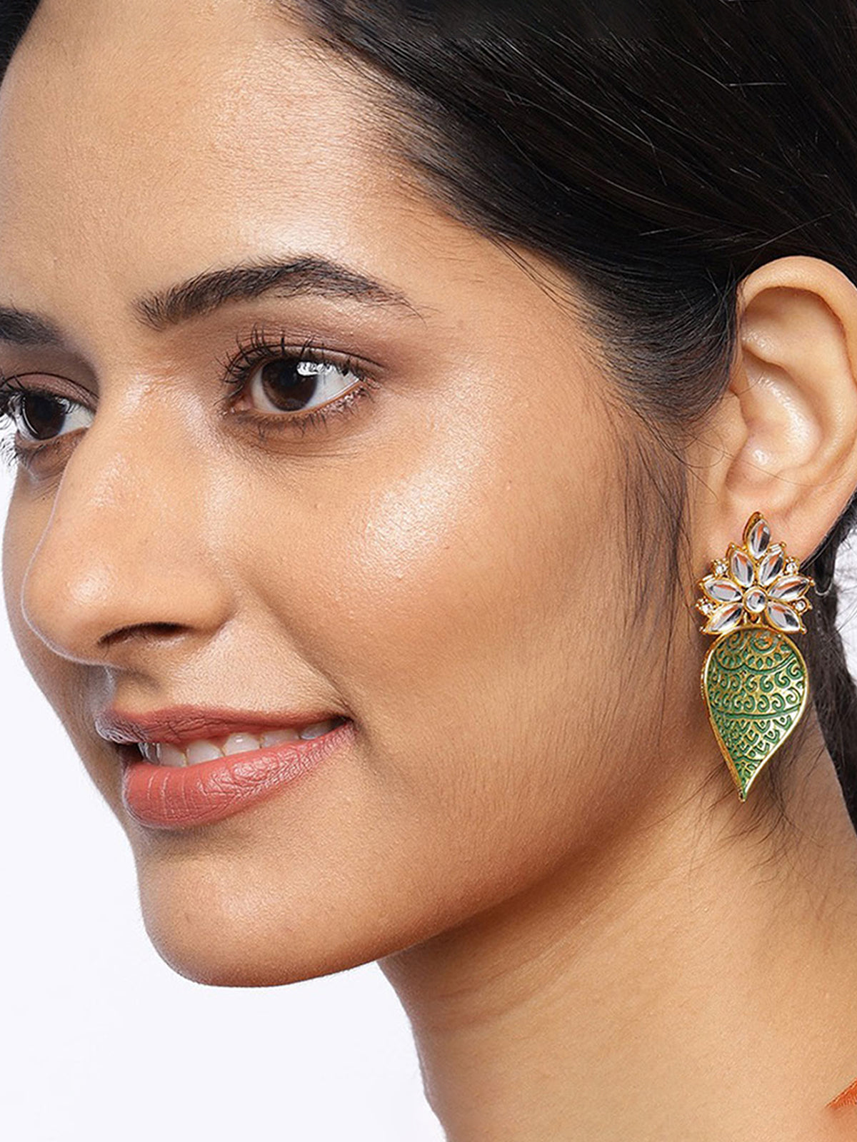 Sukkhi Graceful Gold Plated Mint Collection Kundan Dangle Earring for Women E83469