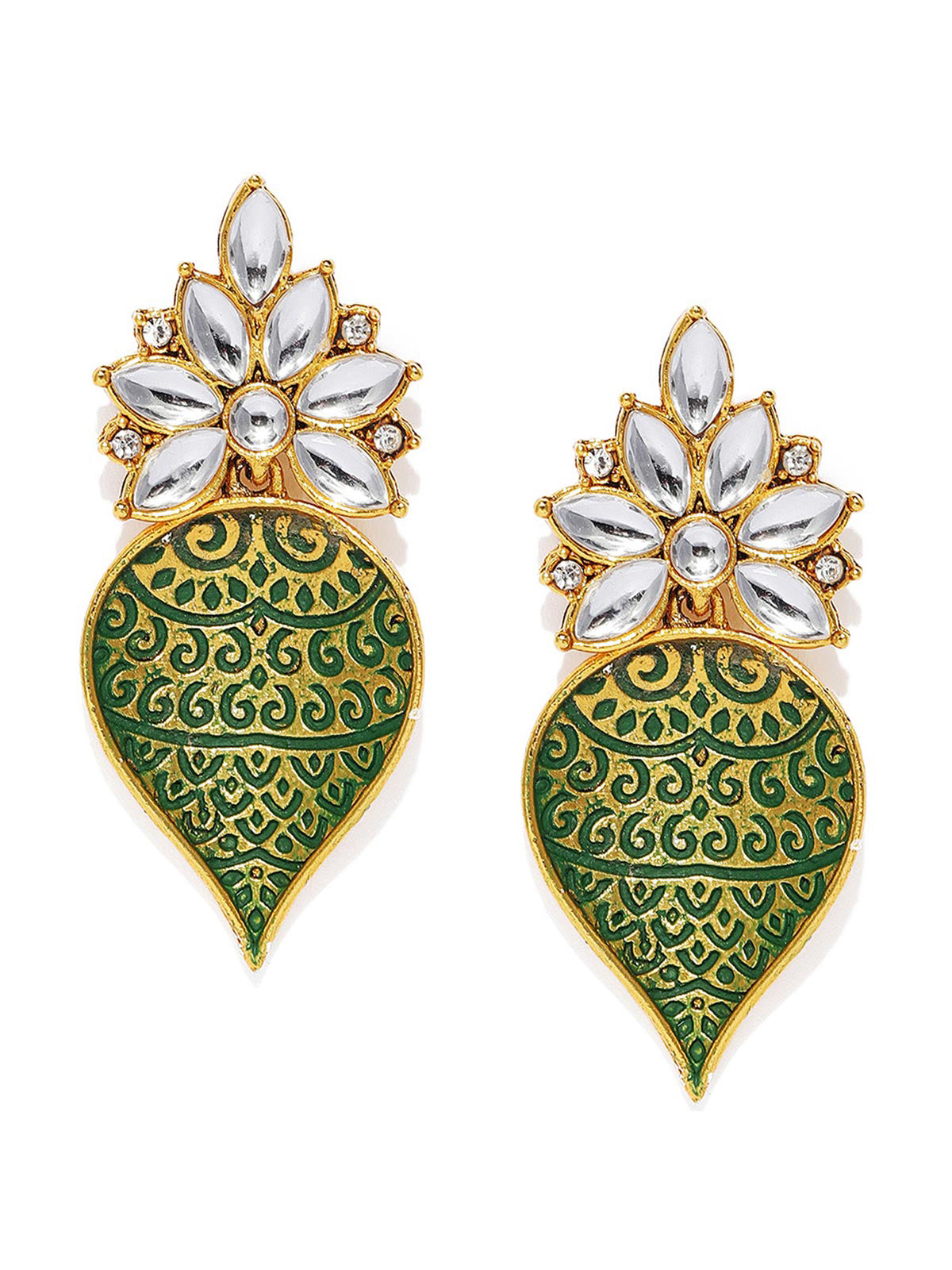 Sukkhi Graceful Gold Plated Mint Collection Kundan Dangle Earring for Women E83469