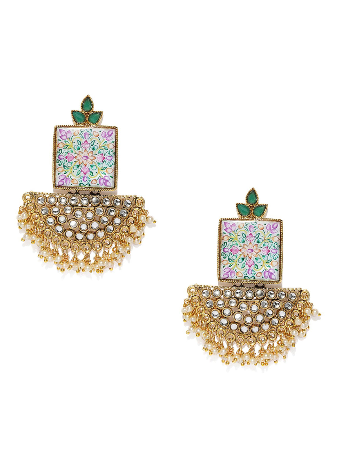 Sukkhi Astonish Kundan Gold Plated Pearl Chandelier Earring for Women E83487