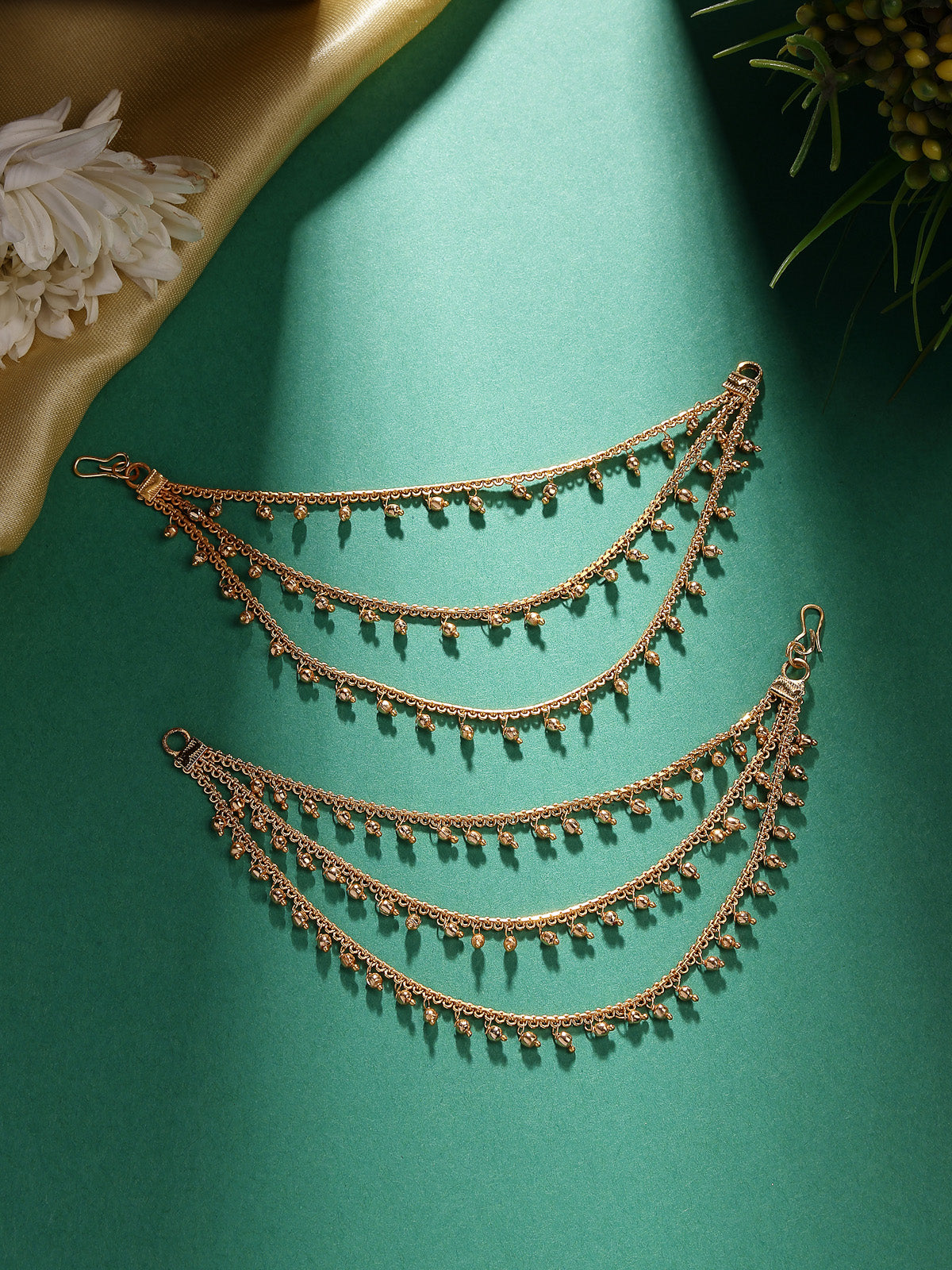 Sukkhi Indian Traditional Bewitching 18k Gold Plated Brass with Bahubali Inspired Multi Layer Ball Chain Long Earring Jewellery for Women & Girls|Pair of 1|ECN107318