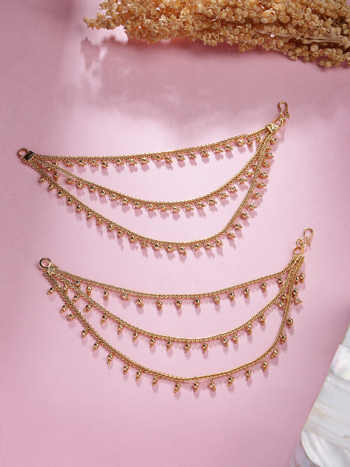 Sukkhi Indian Traditional Bewitching 18k Gold Plated Brass with Bahubali Inspired Multi Layer Ball Chain Long Earring Jewellery for Women & Girls|Pair of 1|ECN107318