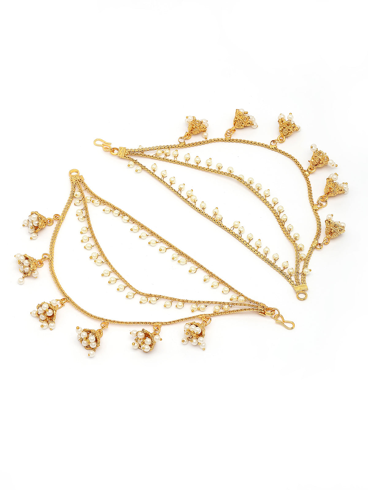 Sukkhi Iconic Traditional 18k Gold Plated Multi Layer Pearls Long Chain Jhumka/Jhumki Earring Jewellery for Women & Girls|Bahubali Inspired|Pair of 1|ECN107323