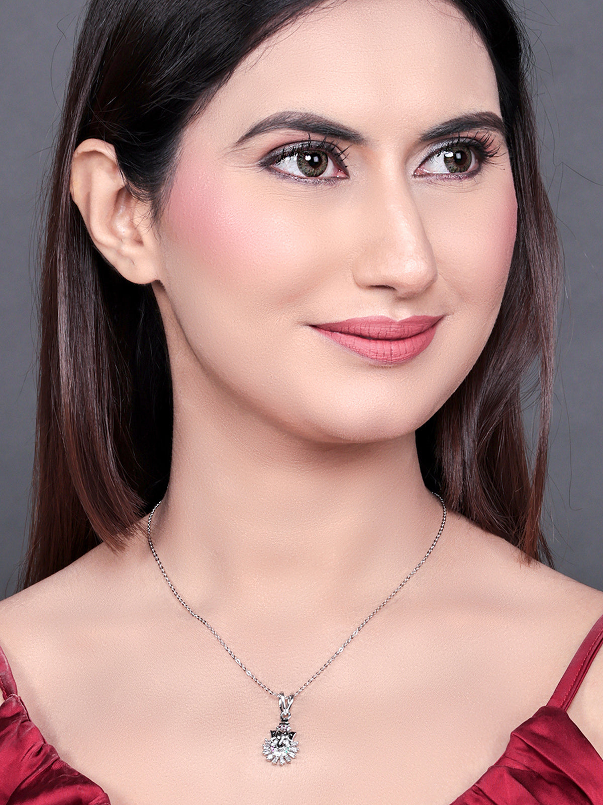 Pissara by Sukkhi Lavish 925 Sterling Silver Cubic Zirconia Pendant With Chain For Women And Girls|with Authenticity Certificate, 925 Stamp & 6 Months Warranty GP104636