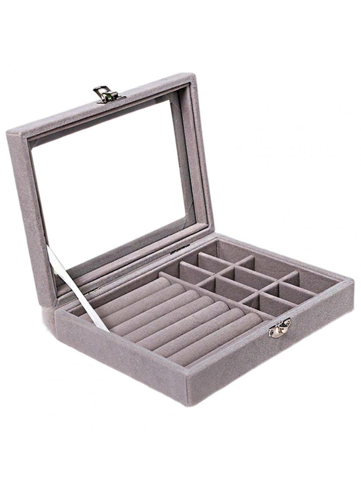 Scintillare By Sukkhi Jewellery Box Jewellery Organiser Box Velvet Clear Lid Jewelry Organizer, Ring Earring Bracelets Jewelry Storage Case, Portable Jewelry Box for Girls Women JB107113