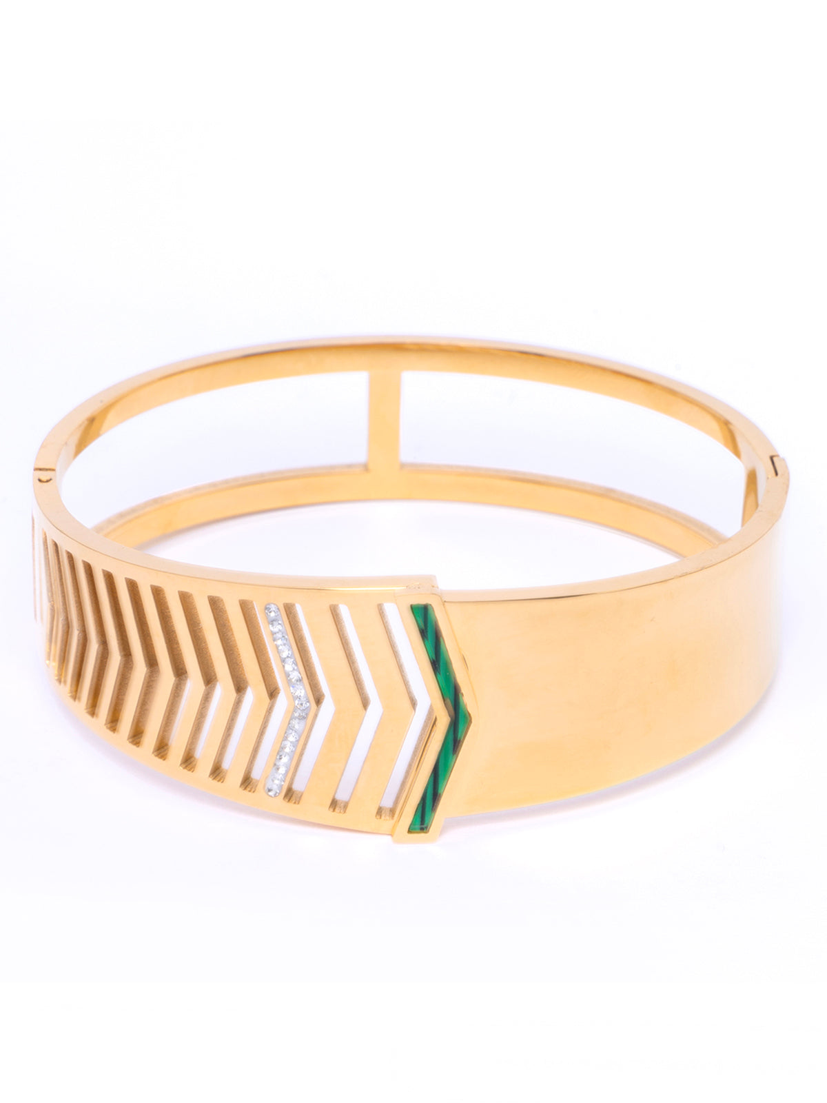 Scintillare By Sukkhi Stylish 18kGold Plated with Stainless Steel & Crystal Stones Openable Kada Bracelet Jewellery for Women & Girls|Anti Tarnish Jewellery|Gifts for Wife Girlfriend Mother|K107051