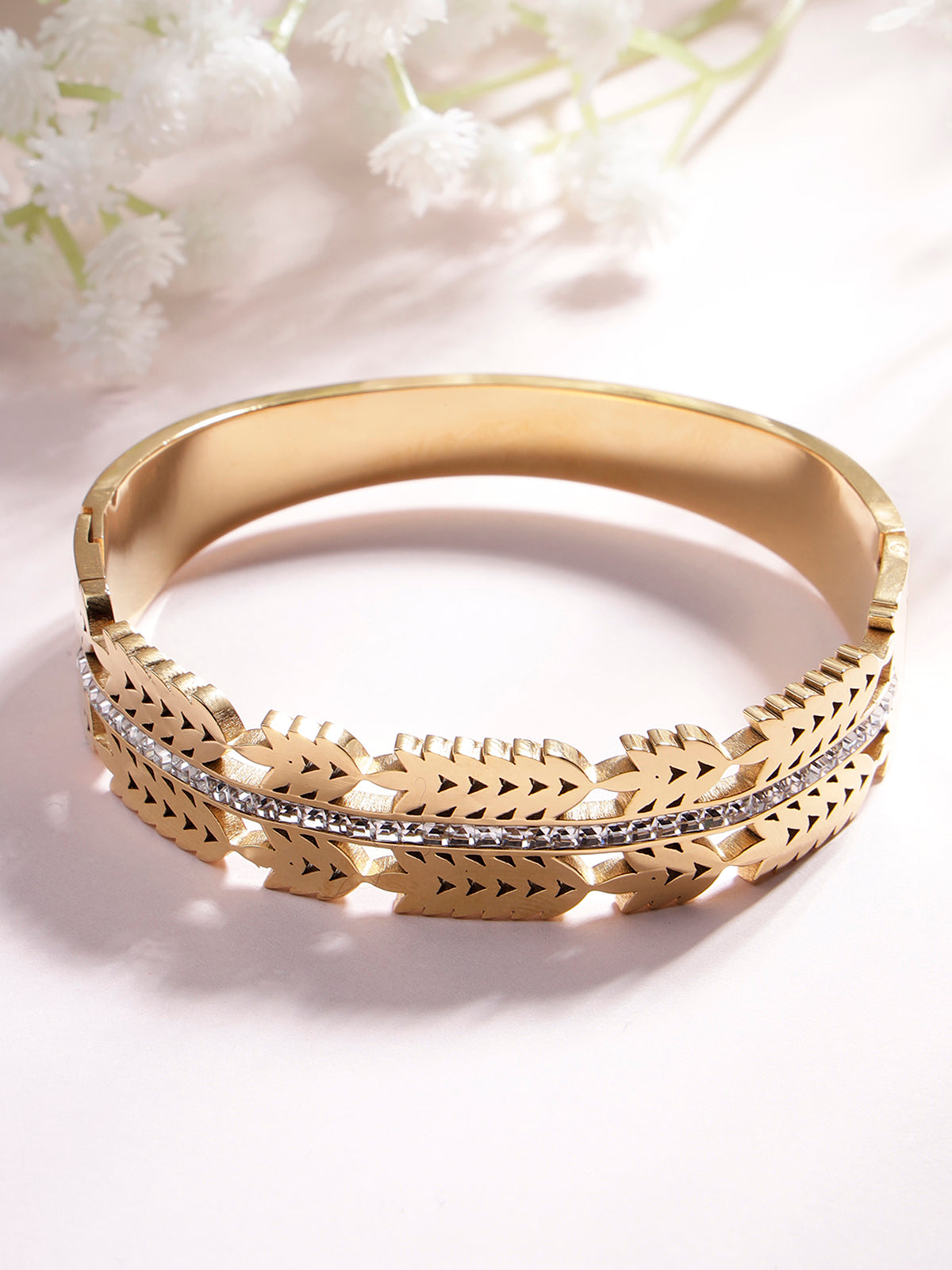 Scintillare By Sukkhi Multi Stylish 18kGold Plated with Stainless Steel & Crystal Stones Openable Kada Bracelet Jewellery for Women&Girls|Anti Tarnish Jewellery|Gift for Wife Girlfriend Mother|K107052