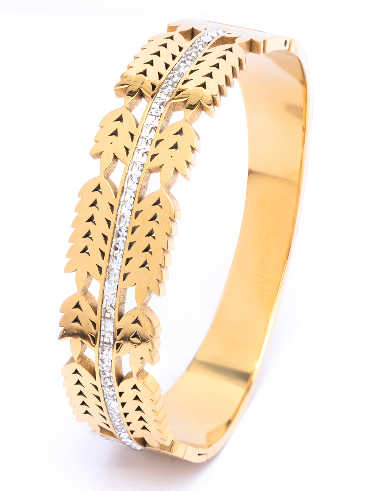 Scintillare By Sukkhi Multi Stylish 18kGold Plated with Stainless Steel & Crystal Stones Openable Kada Bracelet Jewellery for Women&Girls|Anti Tarnish Jewellery|Gift for Wife Girlfriend Mother|K107052