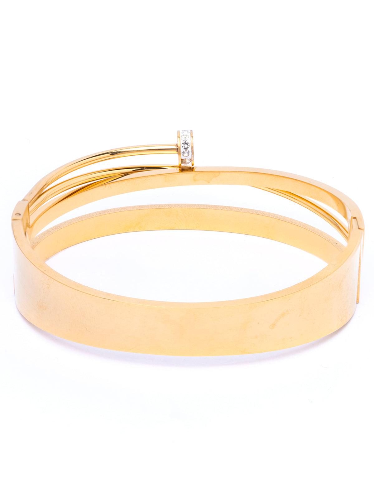 Scintillare By Sukkhi 18Gold Plated with Stainless Steel Multilayer Openable Kada Bracelet Jewellery for Women & Girls|Anti Tarnish Jewellery|Gifts for Wife Girlfriend Mother Sister|K107054