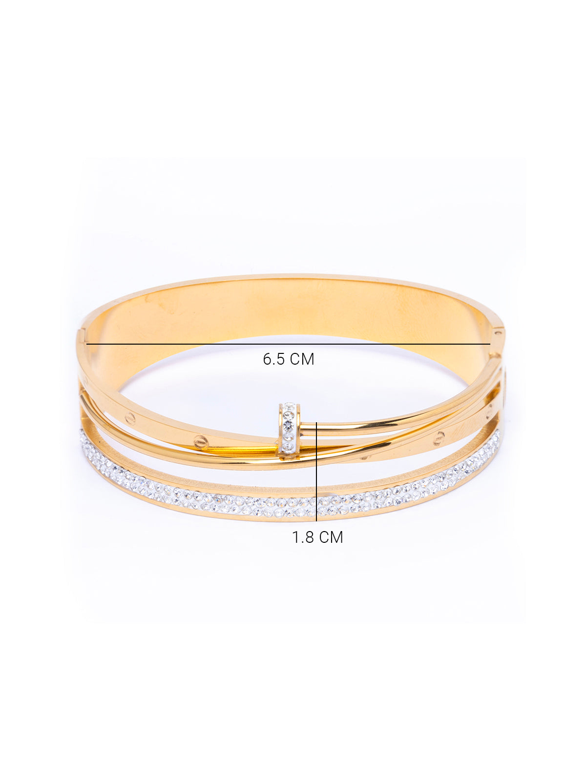 Scintillare By Sukkhi 18Gold Plated with Stainless Steel Multilayer Openable Kada Bracelet Jewellery for Women & Girls|Anti Tarnish Jewellery|Gifts for Wife Girlfriend Mother Sister|K107054