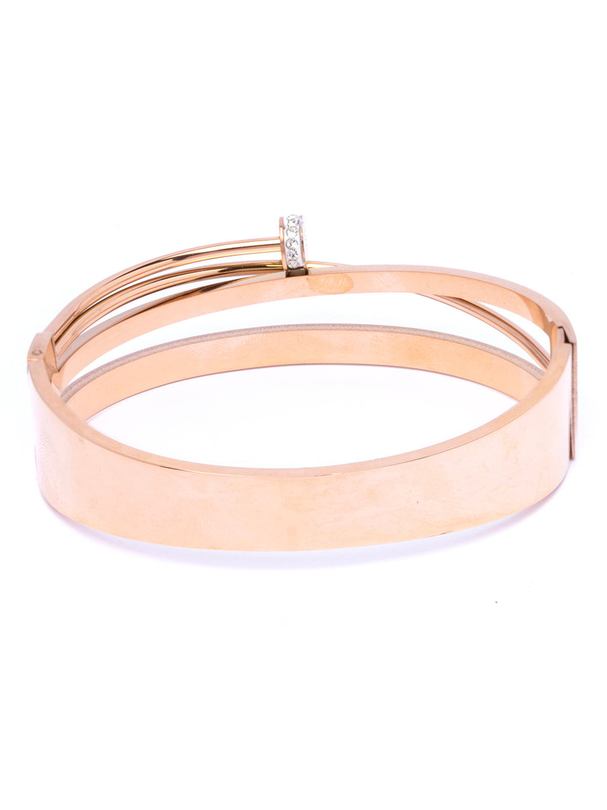 Scintillare By Sukkhi Rose Gold Plated with Stainless Steel Multilayer Openable Kada Bracelet Jewellery for Women & Girls|Anti Tarnish Jewellery|Gifts for Wife Girlfriend Mother Sister|K107055