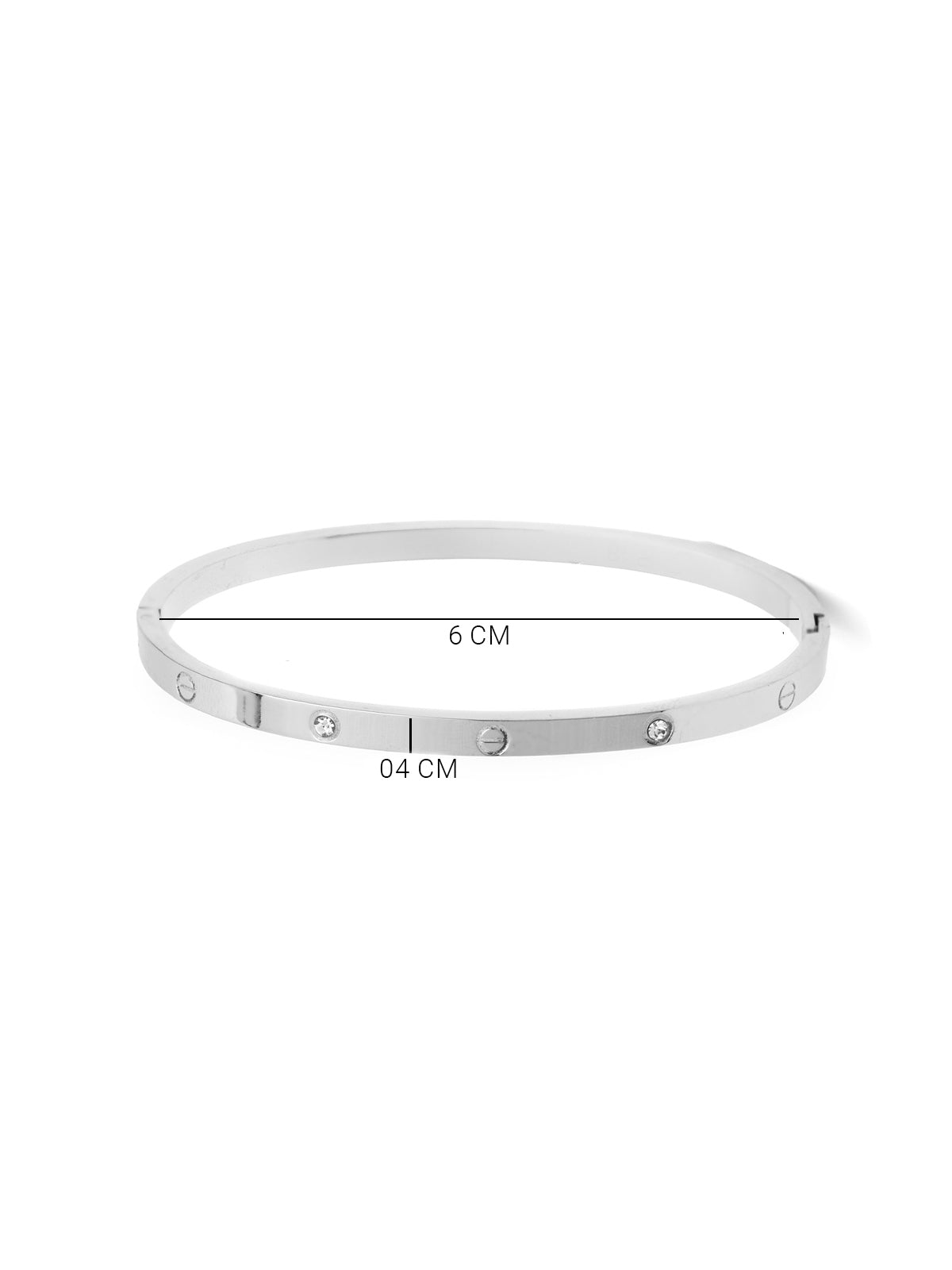 Scintillare By Sukkhi Classy Rhodium Plated with Stainless Steel & Crystal Stones Openable Oval Kada Bracelet Jewellery for Women & Girls|Anti Tarnish Jewellery|Gift for Wife Girlfriend Mother|K107056