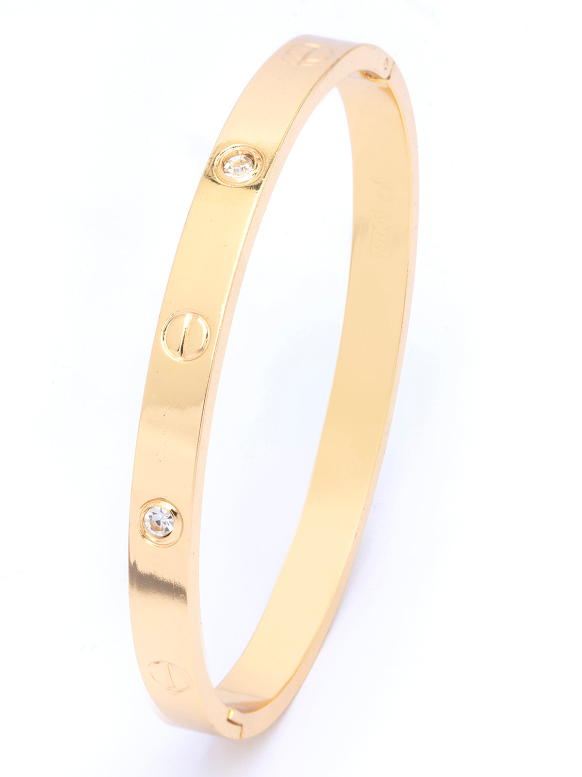 Scintillare By Sukkhi Classy Gold Plated with Stainless Steel & Crystal Stones Openable Oval Kada Bracelet Jewellery for Women & Girls|Anti Tarnish Jewellery|Gifts for Wife Girlfriend Mother|K107057