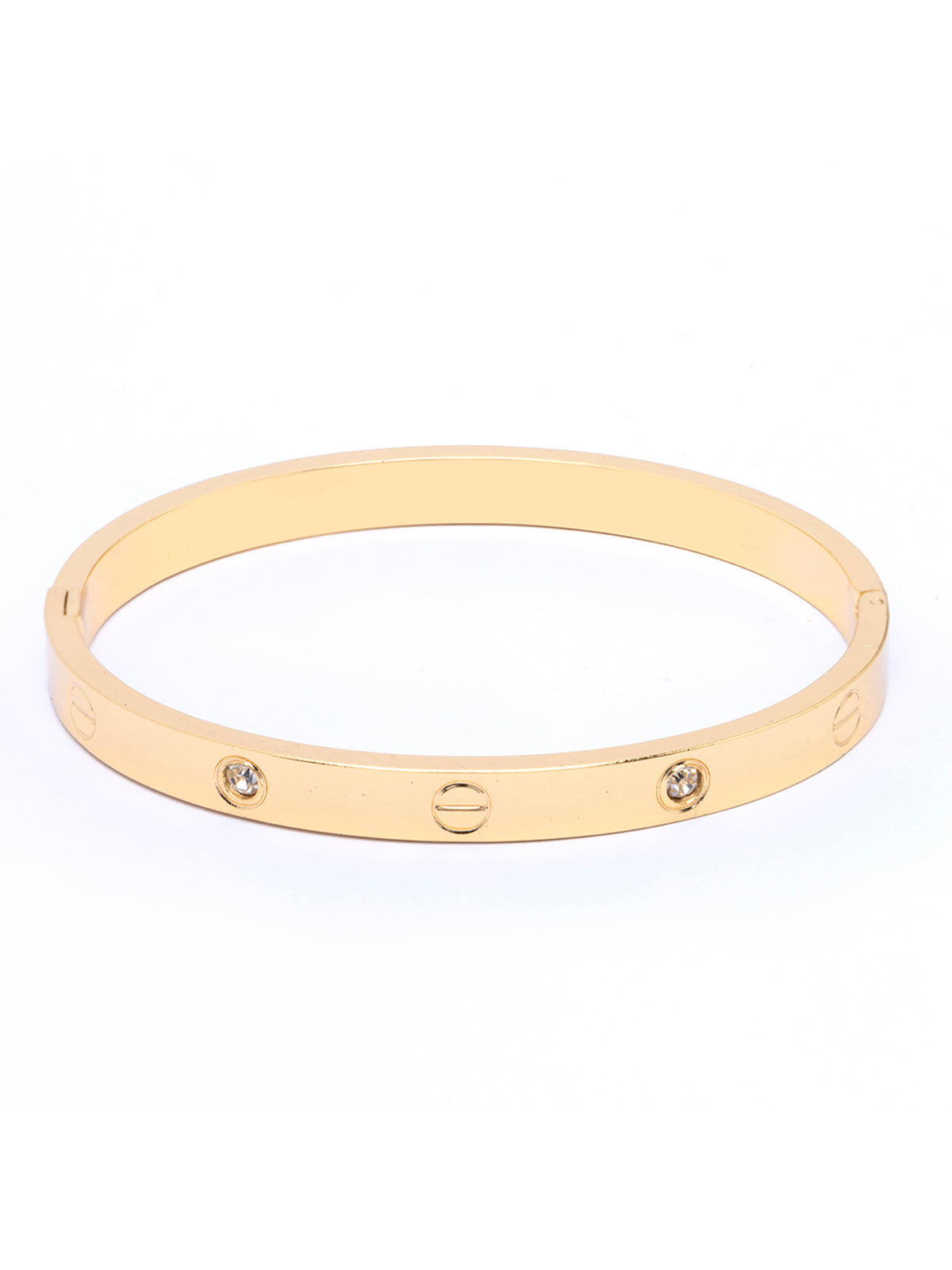 Scintillare By Sukkhi Classy Gold Plated with Stainless Steel & Crystal Stones Openable Oval Kada Bracelet Jewellery for Women & Girls|Anti Tarnish Jewellery|Gifts for Wife Girlfriend Mother|K107057