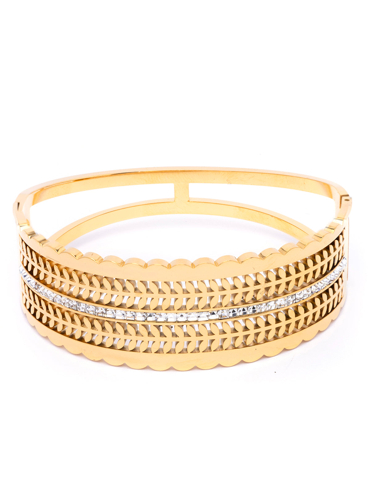 Scintillare By Sukkhi 18kGold Plated with Stainless Steel & Crystal Stones Openable Kada Bracelet Jewellery for Women & Girls|Anti Tarnish Jewellery |Gifts for Wife Girlfriend Mother Sister|K107058