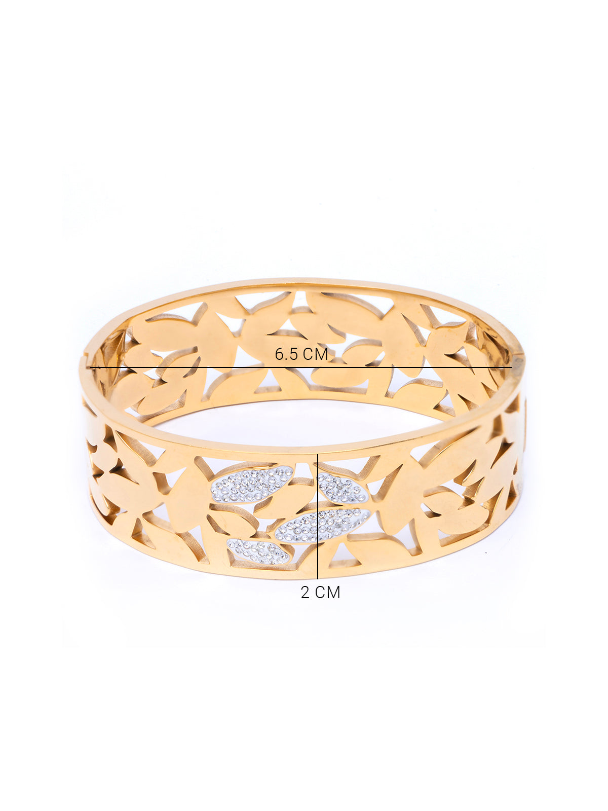 Scintillare By Sukkhi Stylish Gold Plated with Stainless Steel & Crystal Stones Openable Kada Bracelet Jewellery for Women & Girls|Anti Tarnish Jewellery|Gift for Wife Girlfriend Mother Sister|K107059