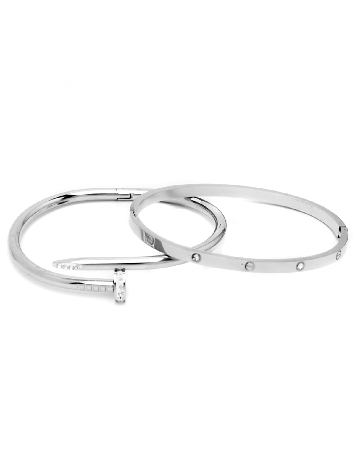 Scintillare By Sukkhi Rhodium Plated with Stainless Steel & Crystal Stones Openable Kada Bracelet Combo Jewellery for Women&Girls|Anti Tarnish Jewellery|Gifts for Wife Girlfriend Mother Sister|K107060