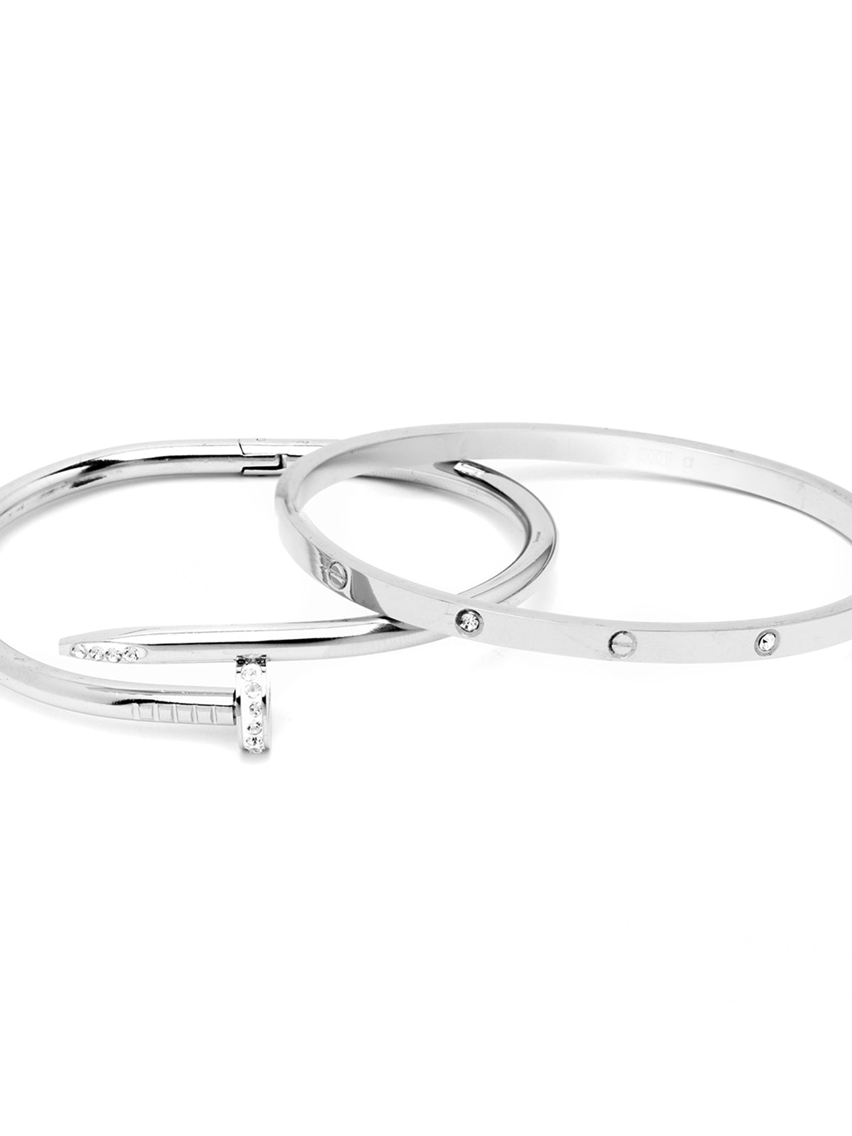 Scintillare By Sukkhi Rhodium Plated with Stainless Steel & Crystal Stones Openable Kada Bracelet Combo Jewellery for Women&Girls|Anti Tarnish Jewellery|Gifts for Wife Girlfriend Mother Sister|K107060