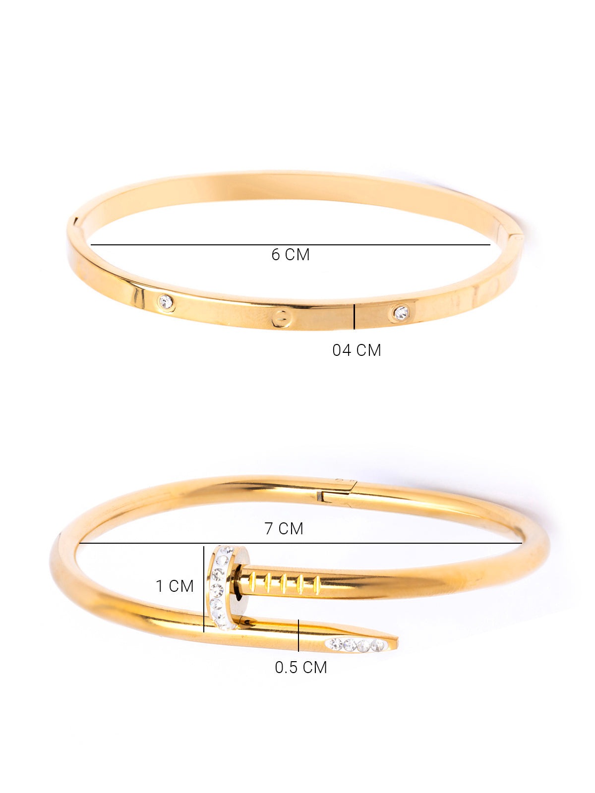 Scintillare By Sukkhi Gold Plated with Stainless Steel & Crystal Stone Openable Kada Bracelet Combo Jewellery for Women & Girls|Anti Tarnish Jewellery|Gift for Wife Girlfriend Mother Sister|K107061
